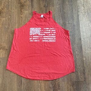 District Red Tank Top with Flag Design